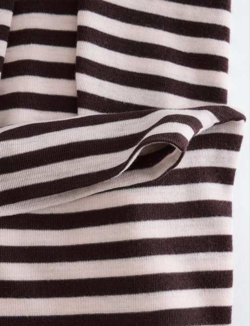 & Other Stories pure wool high neck long sleeve top in pink & burgundy stripe, 3 of 4