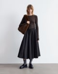 [Other Stories] & Other Stories pure wool lettuce edge long sleeve top with thumbhole detail in brown XS Brown