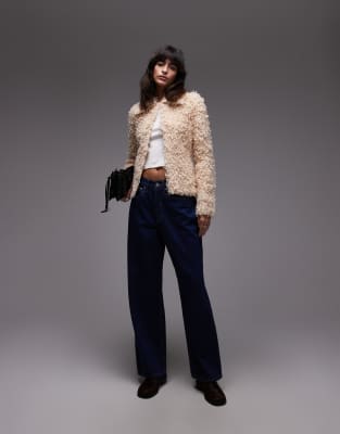 & Other Stories Pure Wool Loop Knit Cardigan With Collar In Neutral