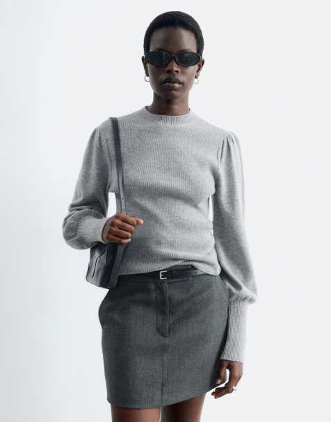 & Other Stories pure wool puff sleeve top in grey