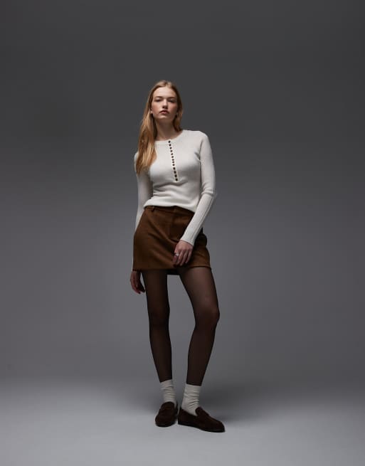 & Other Stories pure wool ribbed knitted henley top in off white, 3 of 4