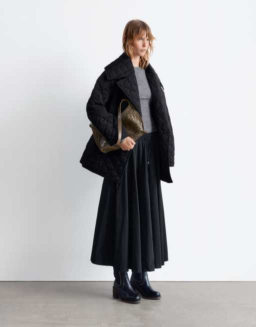 & Other Stories quilted belted longline jacket in black, 3 of 4