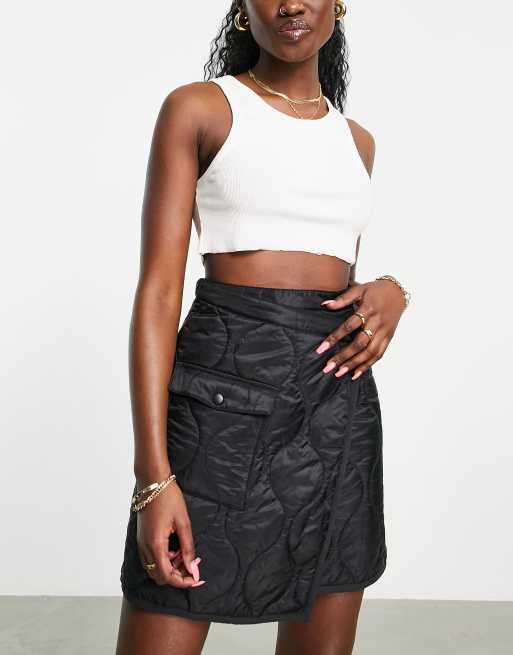 Black quilted mini on sale skirt