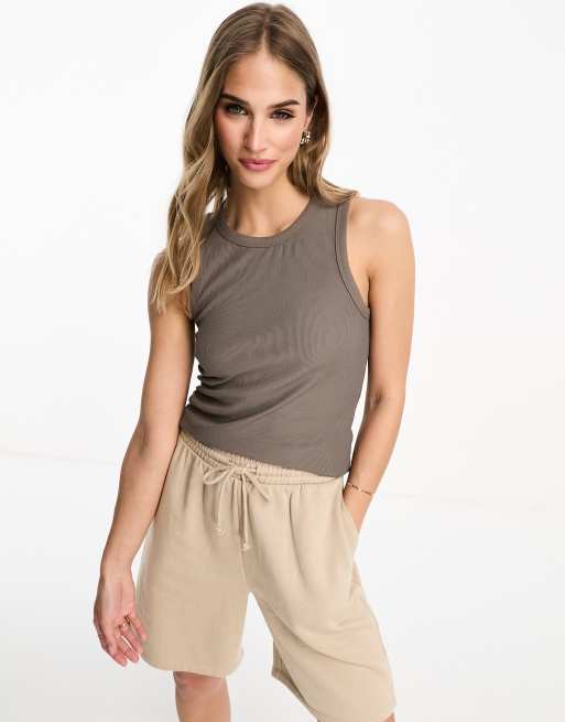 & Other Stories racer back singlet top in mole