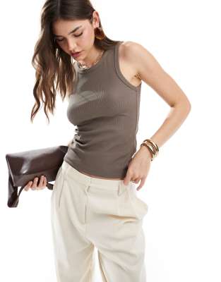 & Other Stories racer back tank top in mole-Brown