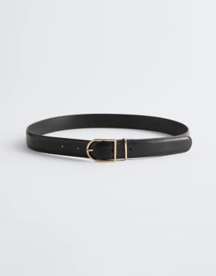 & Other Stories & Other Stories real leather belt in black with gold buckle