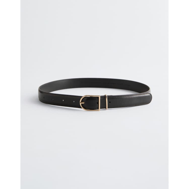 & Other Stories real leather belt in black with gold-tone 