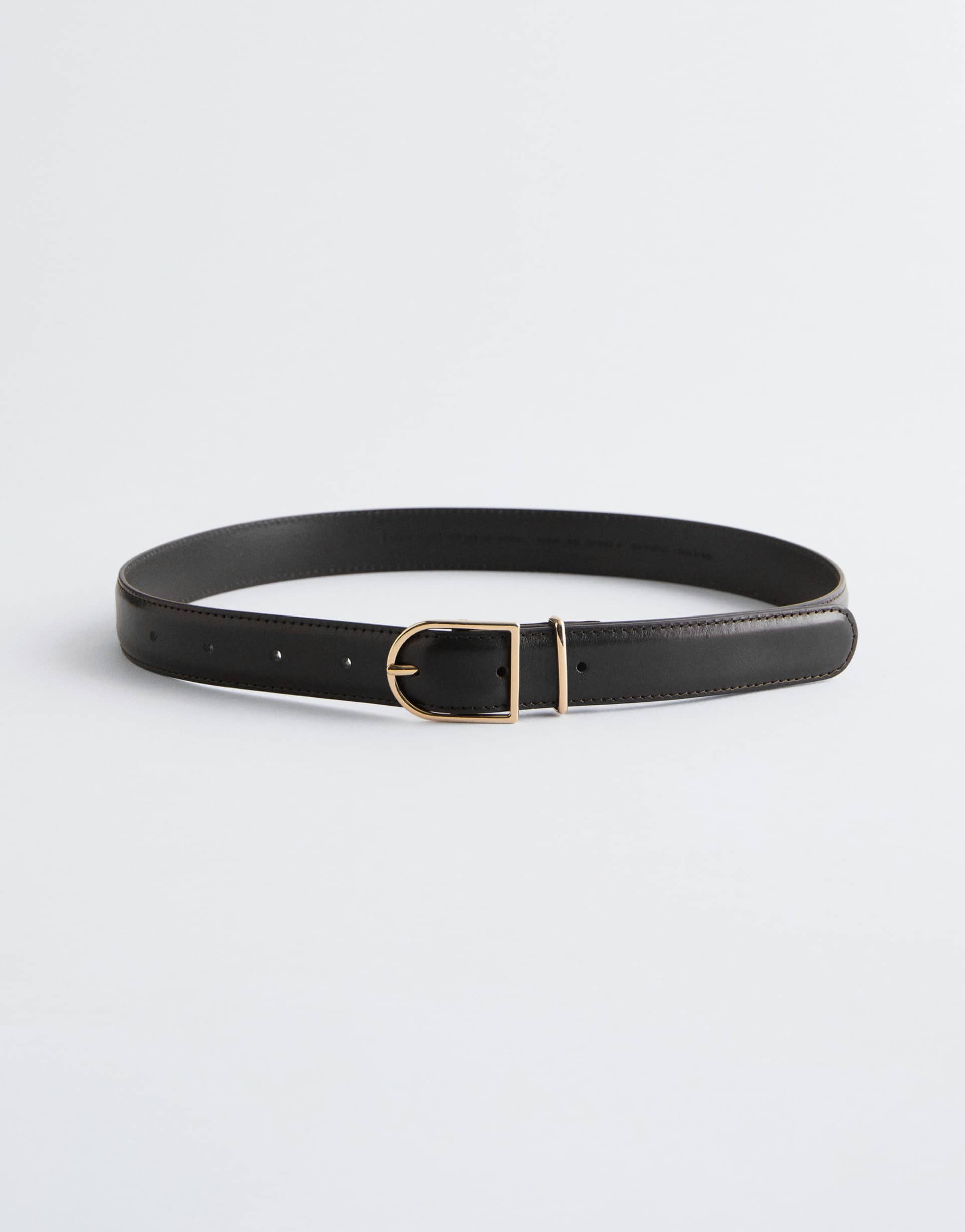 & other stories real leather belt in black with gold-tone buckle