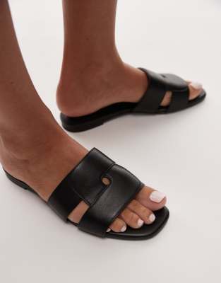 & Other Stories Real Leather Flat Square Block Sandals