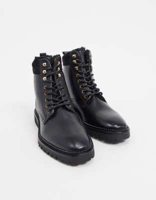 black lace up snow boots