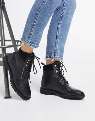 real leather lace up boots