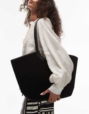 & Other Stories Real Leather Oversized Two Handle Suede Tote