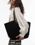 [Other Stories] & Other Stories real leather oversized two-handle suede tote in black No Size black