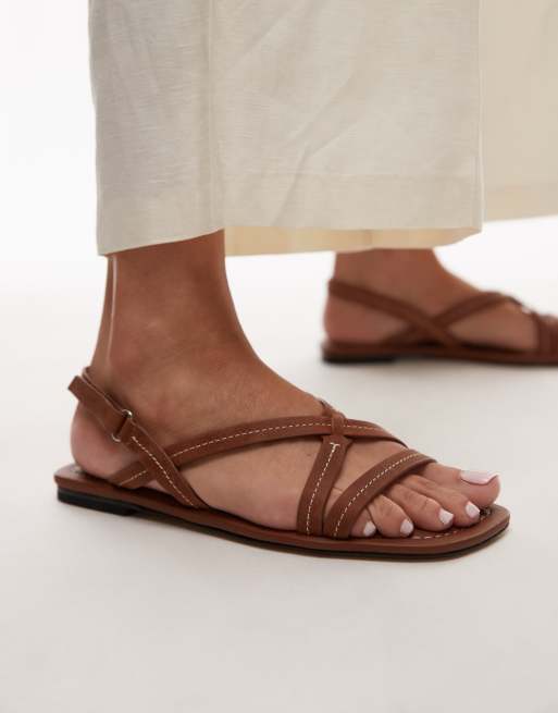 & Other Stories real leather slingback flat sandals in brown, 4 of 4