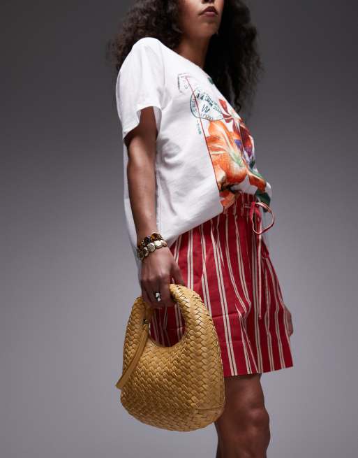 & Other Stories real leather small braided bag in yellow