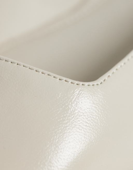 & Other Stories real leather strap ballet flats with real suede lining in white, 3 of 4