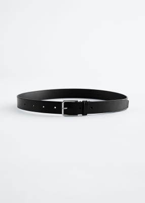 & Other Stories & Other Stories real leather thin square buckle belt in black