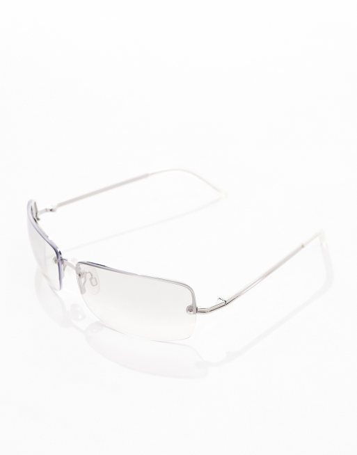 & Other Stories – Rechteckige, randlose Sonnenbrille in Weiß mit Farbverlauf, 3 von 4