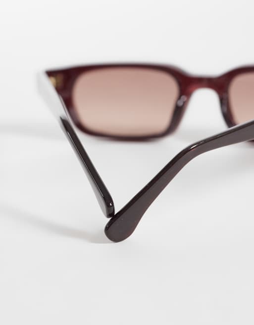& Other Stories – Rechteckige Retro-Sonnenbrille in Braun mit Leinenetui, 2 von 3