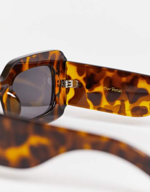 & Other Stories - Rechthoekige zonnebril in bruin tortoise - BROWN, 4 van 4
