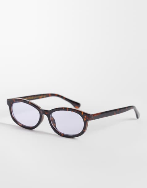 & Other Stories rectangle sunglasses in brown and blue tint lenses with linen pouch case