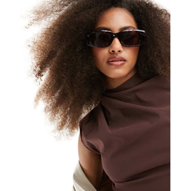 Other Stories rectangle sunglasses in brown tortoise shell ASOS