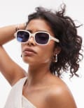 [Other Stories] & Other Stories rectangular frame sunglasses in off white with blue tint lens No Size Off white