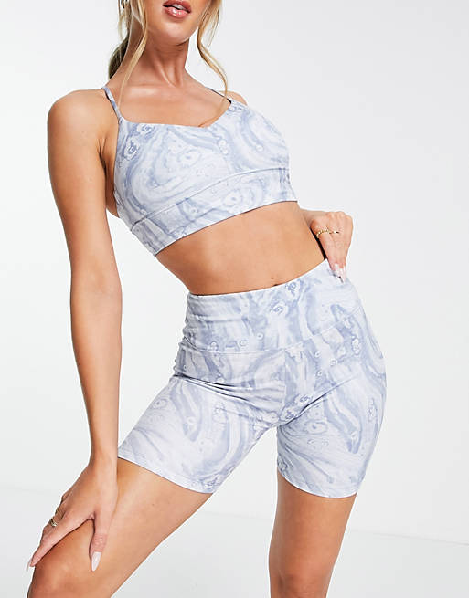 & Other Stories abstract print shorts in blue - MBLUE