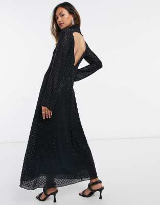 black beaded maxi dress