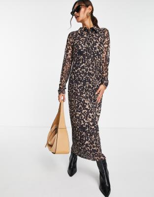 leopard mesh dress