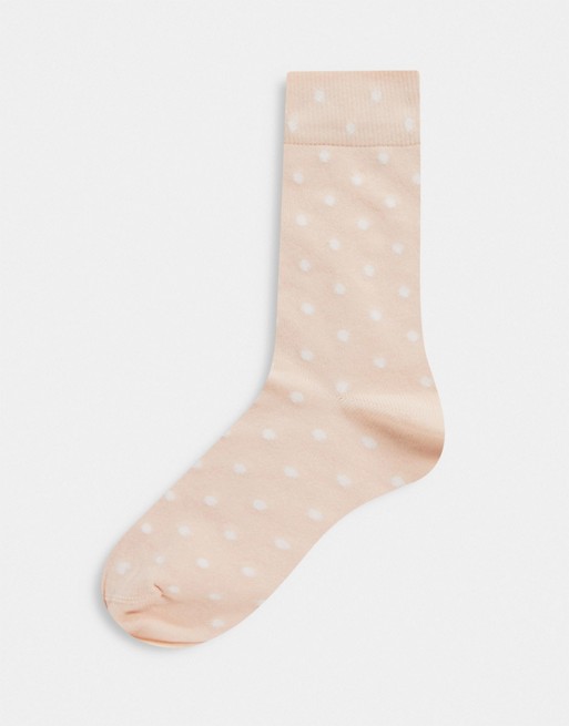 & Other Stories recycled nylon polka dot socks in pink