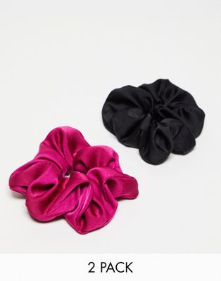 & Other Stories 2 pack scrunchie in black and pink