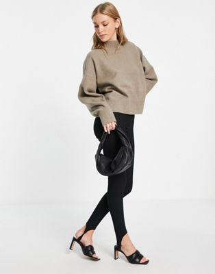 & Other Stories polyester high neck jumper in mole - BEIGE