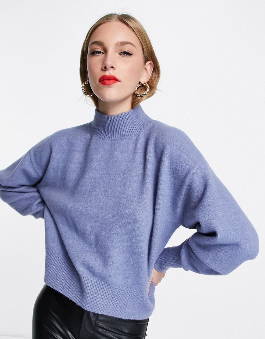 & Other Stories recycled polyester high neck sweater in blue-Blues