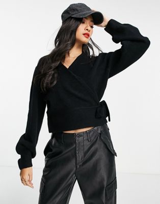 & Other Stories polyester wrap cardigan in black - BLACK