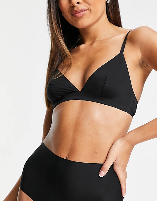 Women & Other Stories recycled triangle soft bra in black 