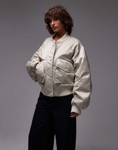 & Other Stories relaxed fit bomber jacket in beige neutral