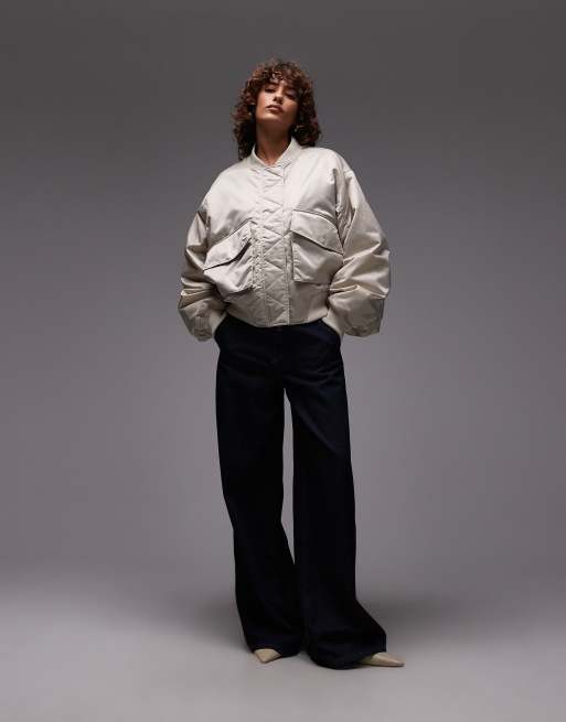 & Other Stories relaxed fit bomber jacket in beige neutral, 2 of 4
