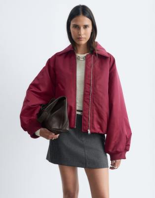 & Other Stories Relaxed Fit High Neck Bomber In Red