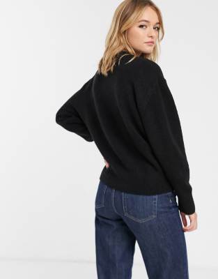 plain black round neck jumper