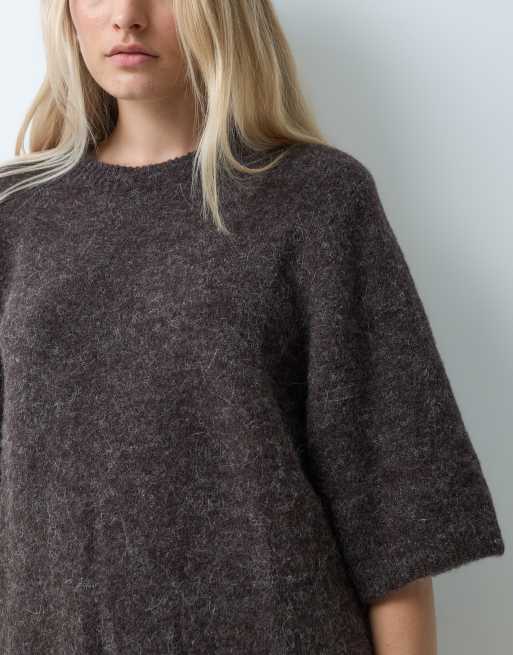 & Other Stories relaxed knitted short sleeve t-shirt in brown, 2 of 4