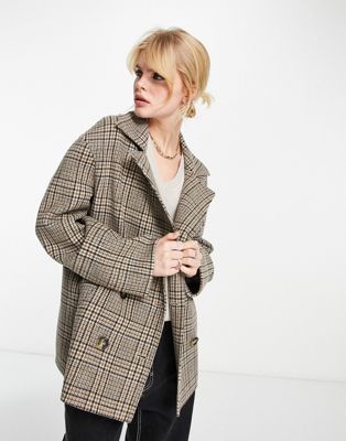 Other Stories &  Relaxed Short Coat In Check-multi