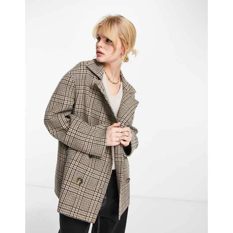 Other Stories relaxed short coat in check ASOS