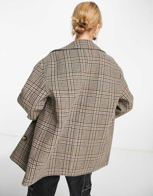 Other Stories relaxed short coat in check ASOS