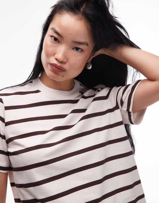 & Other Stories relaxed short sleeve t-shirt in beige and brown stripes, 4 of 4