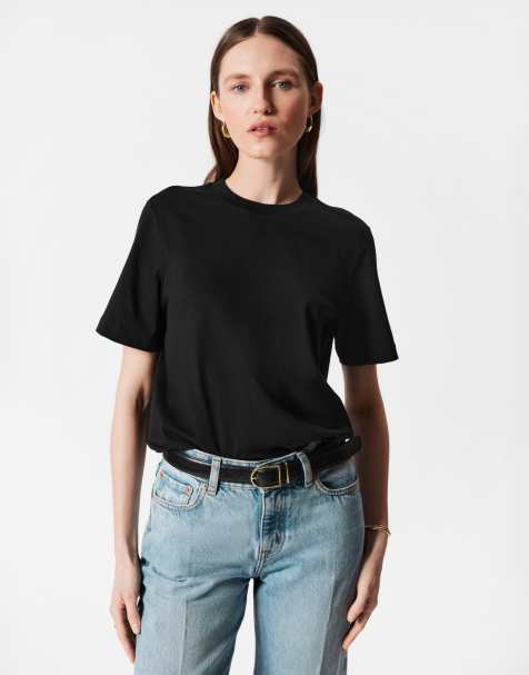 & Other Stories relaxed short sleeve t-shirt in black - view 1
