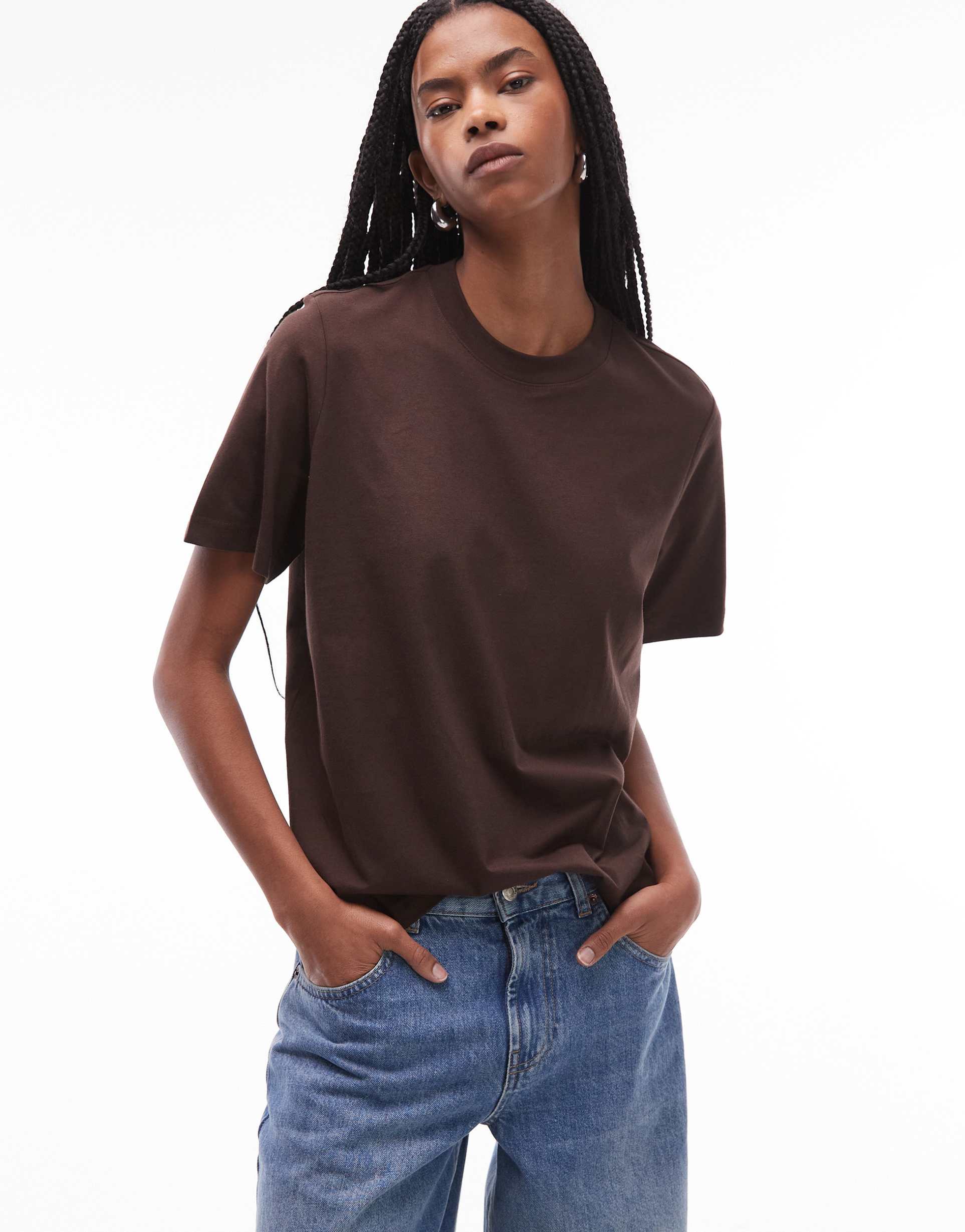 & other stories relaxed short sleeve t-shirt in brown