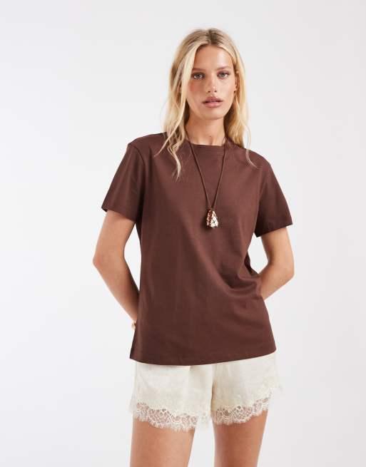 & Other Stories relaxed short sleeve t-shirt in chocolate brown, 4 of 4