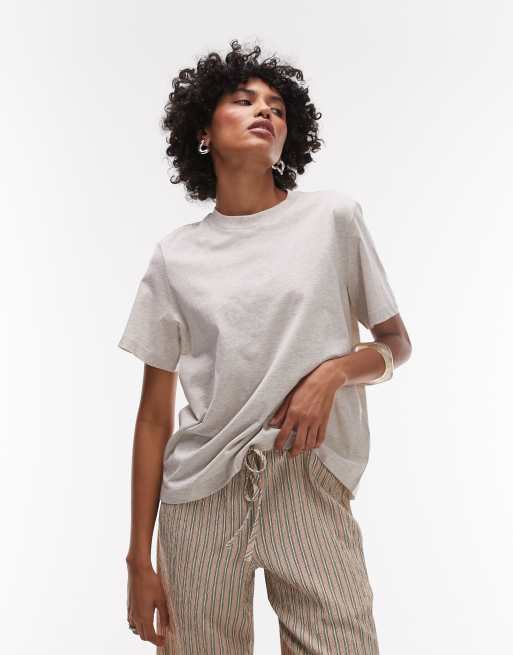 & Other Stories relaxed short sleeve t-shirt in light heathered beige
