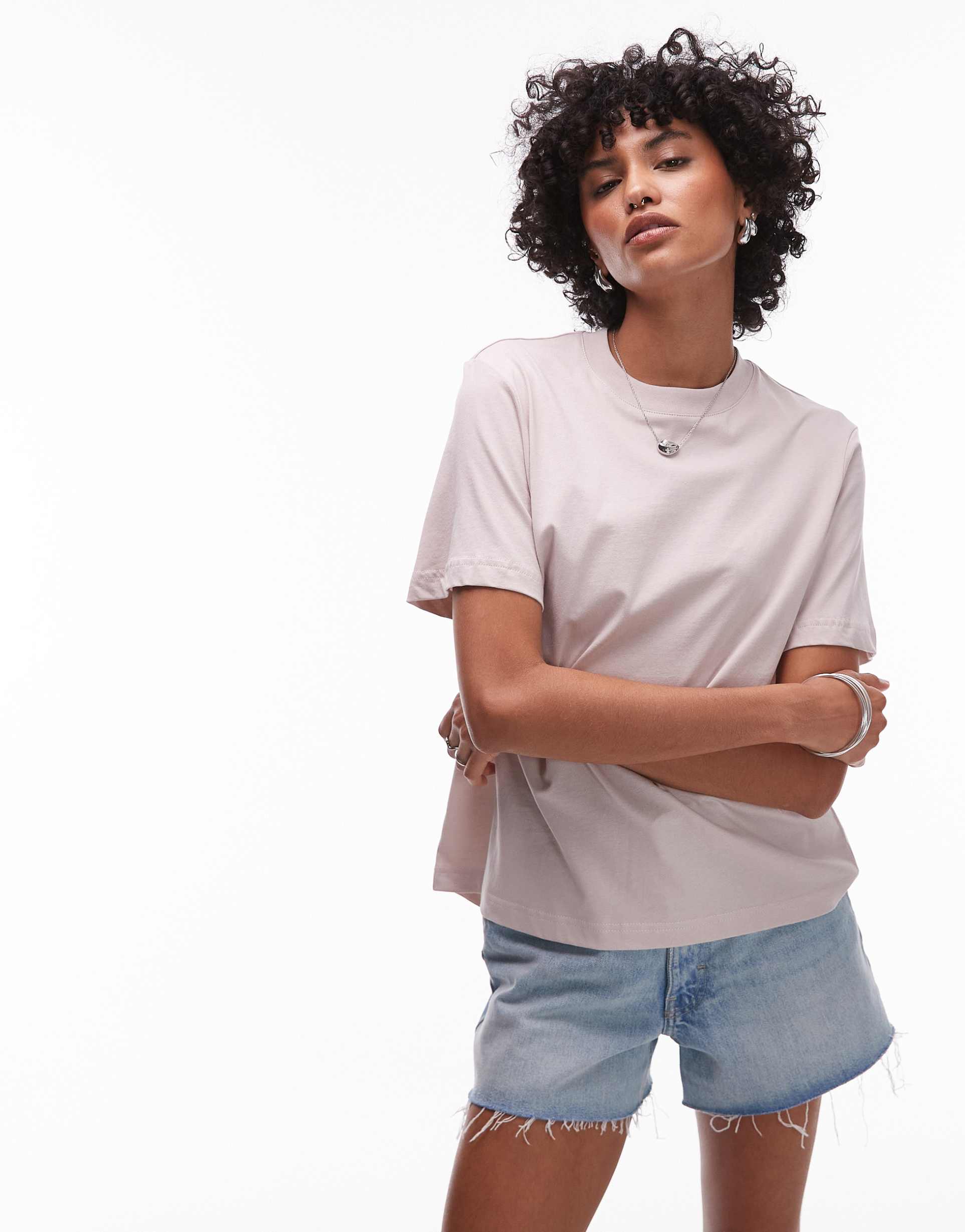 & other stories relaxed short sleeve t-shirt in light pink